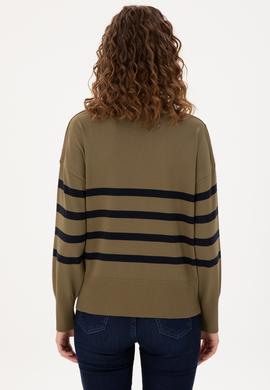 Kadın Haki Bisiklet Yaka Kazak - 50297070040