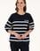 Kadın Lacivert Çizgili Bisiklet Yaka Sweatshirt