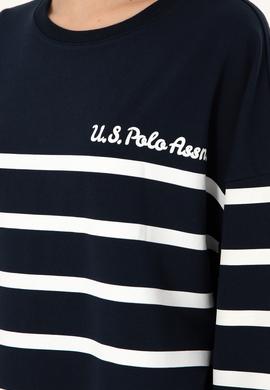 Kadın Lacivert Çizgili Bisiklet Yaka Sweatshirt - 50297279006