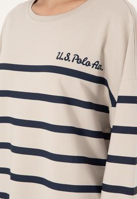 Kadın Taş Çizgili Bisiklet Yaka Sweatshirt - 50297279021