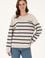 Kadın Taş Çizgili Bisiklet Yaka Sweatshirt
