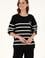 Kadın Siyah Çizgili Bisiklet Yaka Sweatshirt