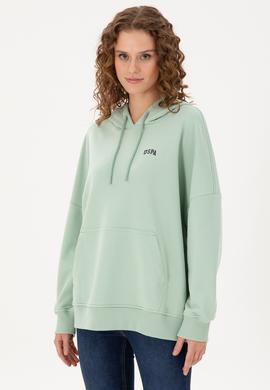 Kadın Su Yeşili Kapüşonlu Basic Sweatshirt - 50297324054