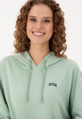 Kadın Su Yeşili Kapüşonlu Basic Sweatshirt - 50297324054