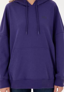 Kadın Mor Kapüşonlu Basic Sweatshirt - 50297324060