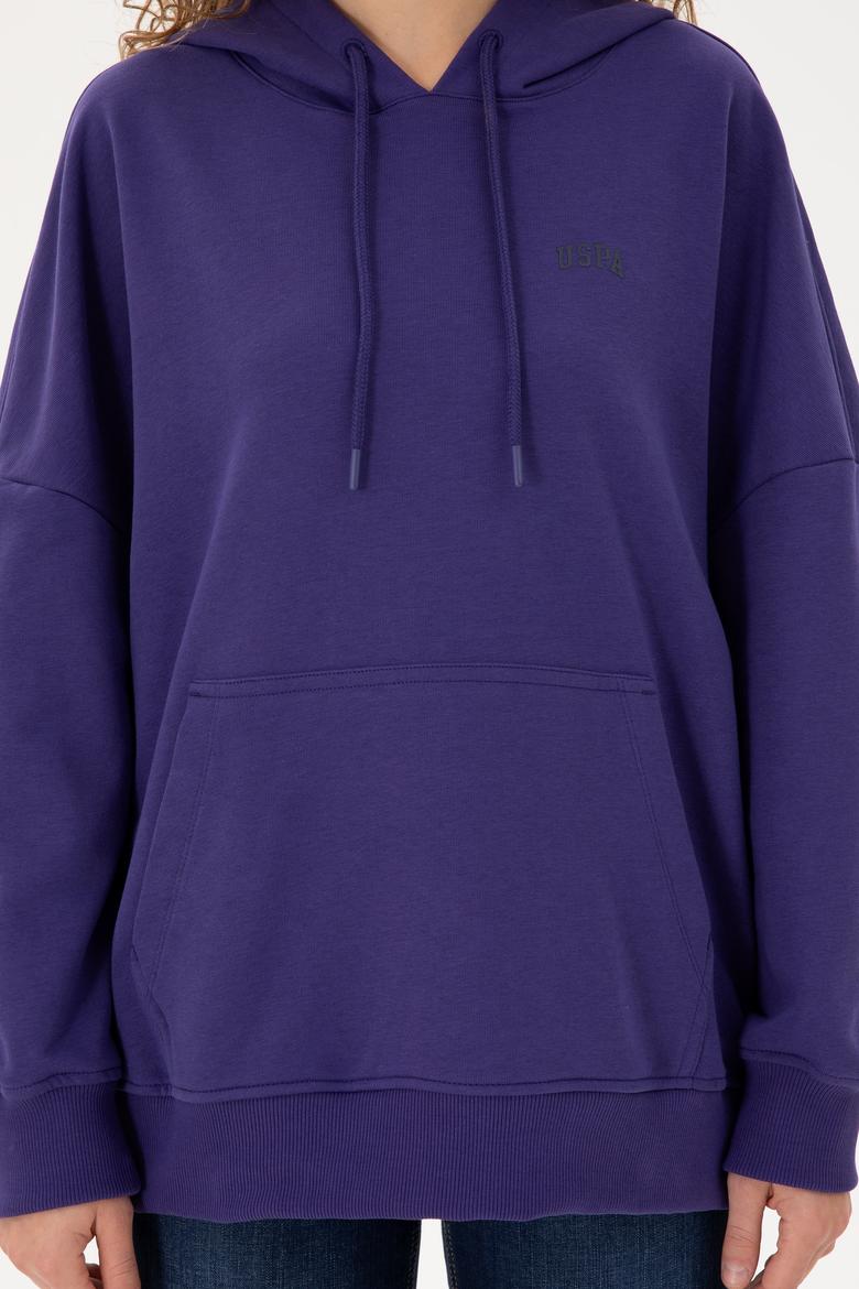 Kadın Mor Kapüşonlu Basic Sweatshirt - 50297324060
