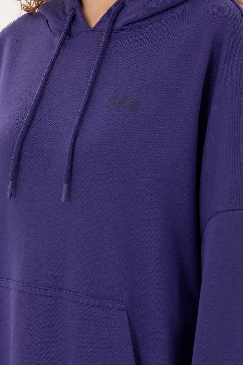 Kadın Mor Kapüşonlu Basic Sweatshirt - 50297324060