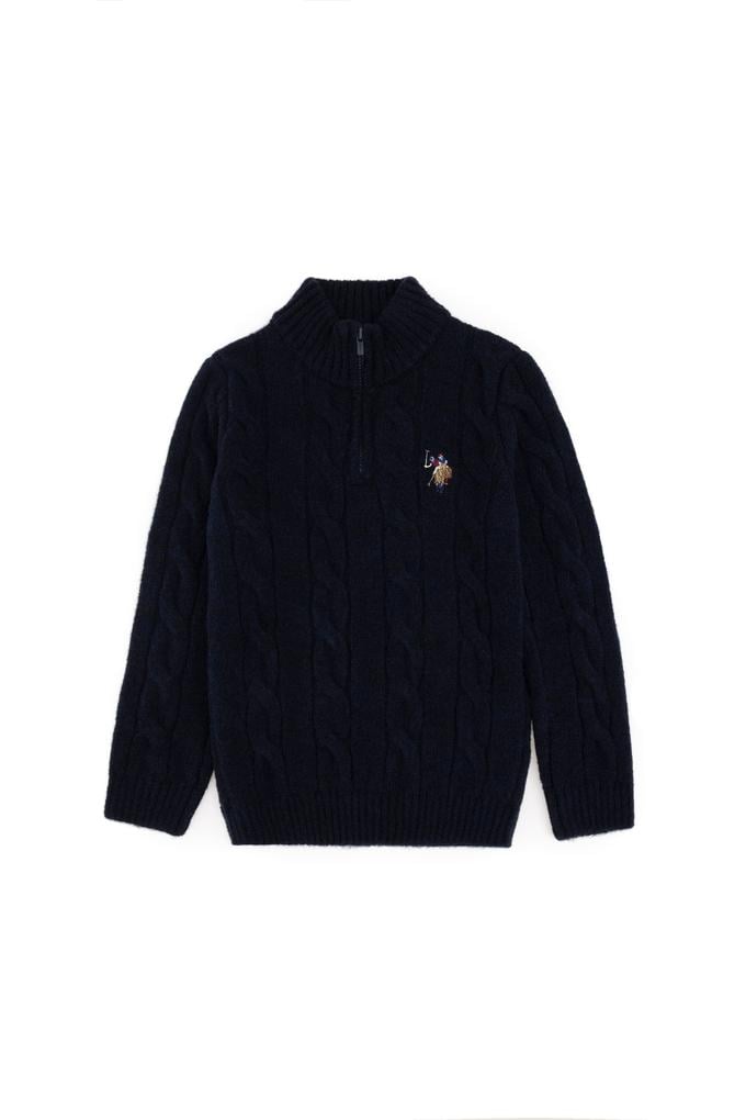 Erkek Çocuk Yarım Fermuarlı Lacivert Kazak