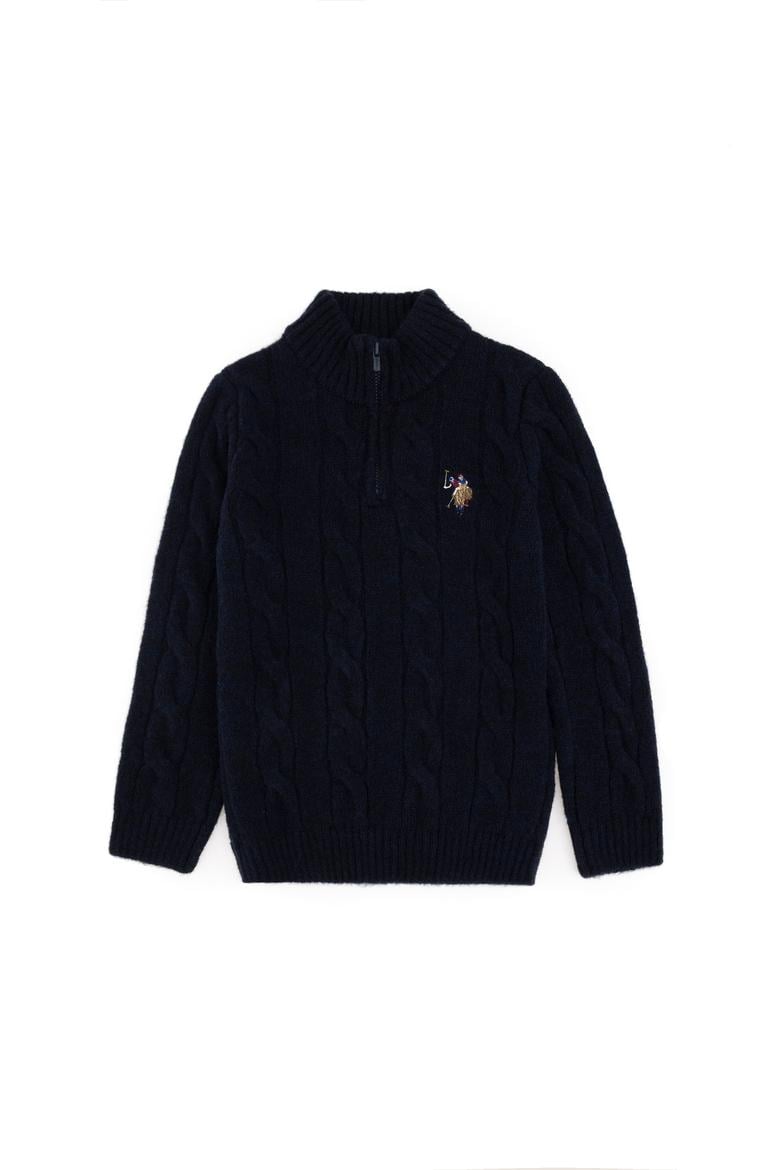 Erkek Çocuk Yarım Fermuarlı Lacivert Kazak