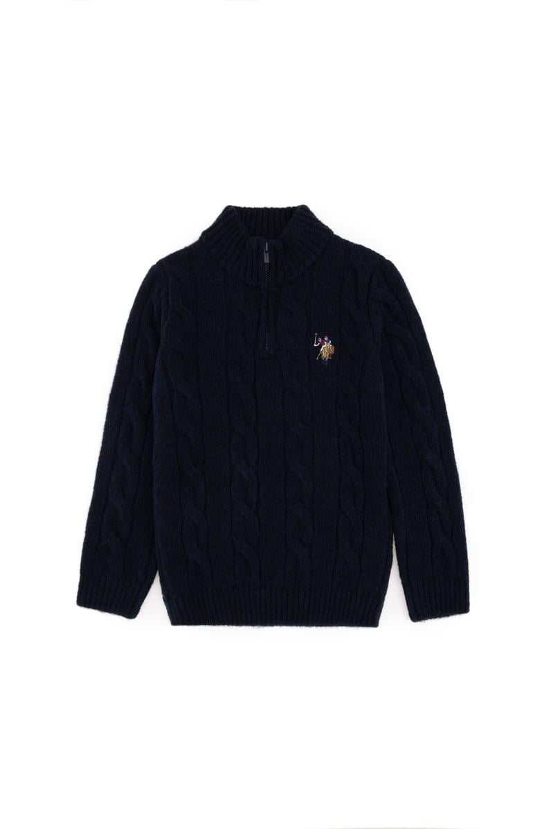 Erkek Çocuk Yarım Fermuarlı Lacivert Kazak