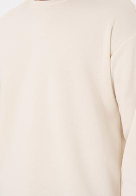 Erkek Comfort Fit Bisiklet Yaka Krem Sweatshirt - 50293438037