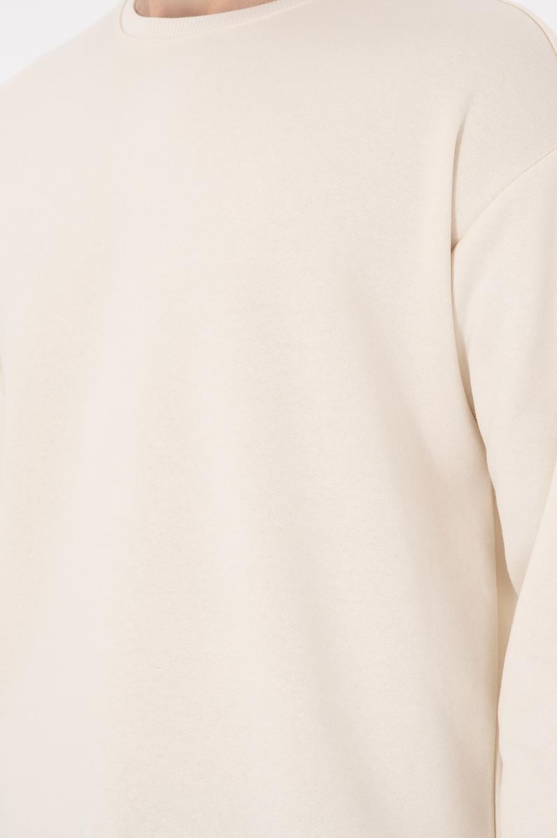 Erkek Comfort Fit Bisiklet Yaka Krem Sweatshirt