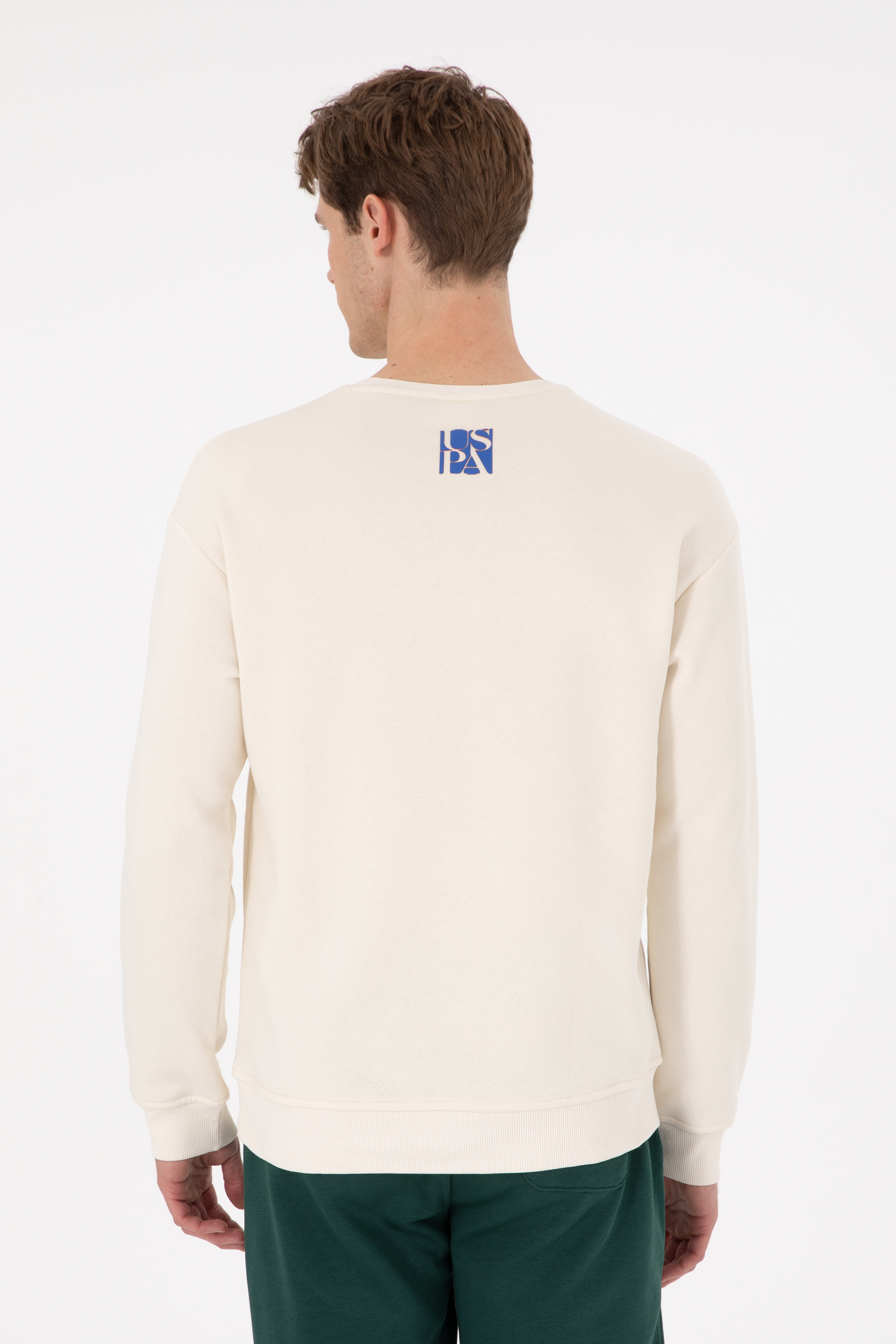Erkek Comfort Fit Bisiklet Yaka Krem Sweatshirt - Image 5