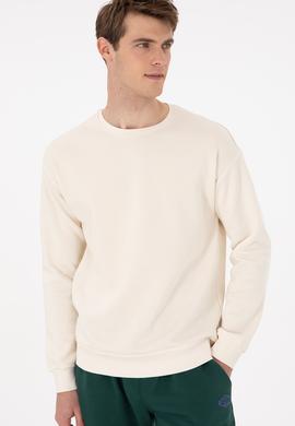 Erkek Comfort Fit Bisiklet Yaka Krem Sweatshirt - 50293438037