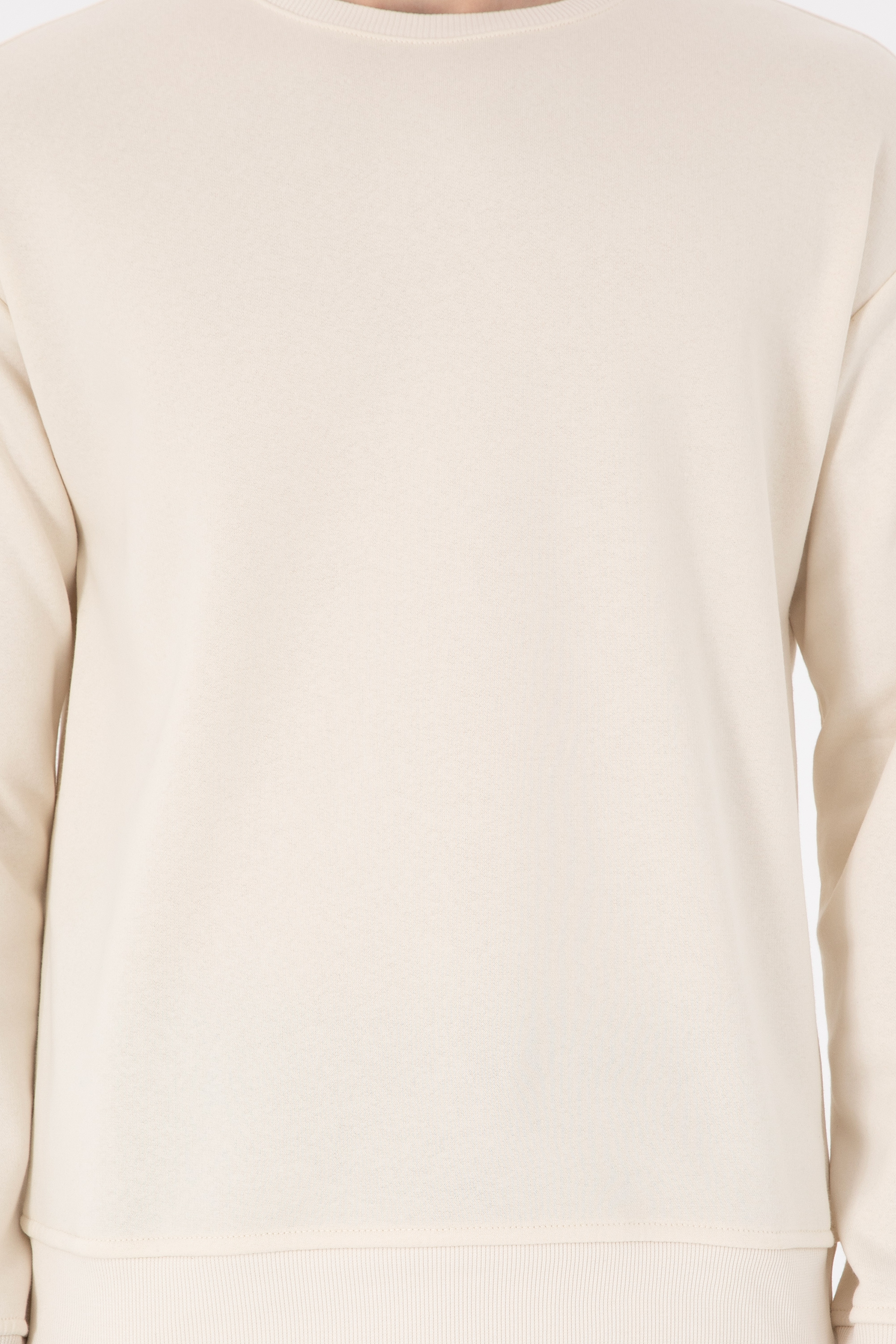 Erkek Comfort Fit Bisiklet Yaka Krem Sweatshirt