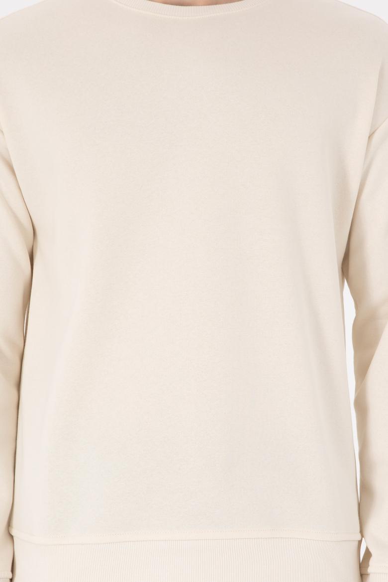 Erkek Comfort Fit Bisiklet Yaka Krem Sweatshirt - 50293438037