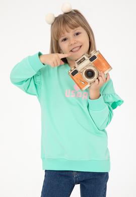 Kız Çocuk Mint Bisiklet Yaka Sweatshirt - 50296389043