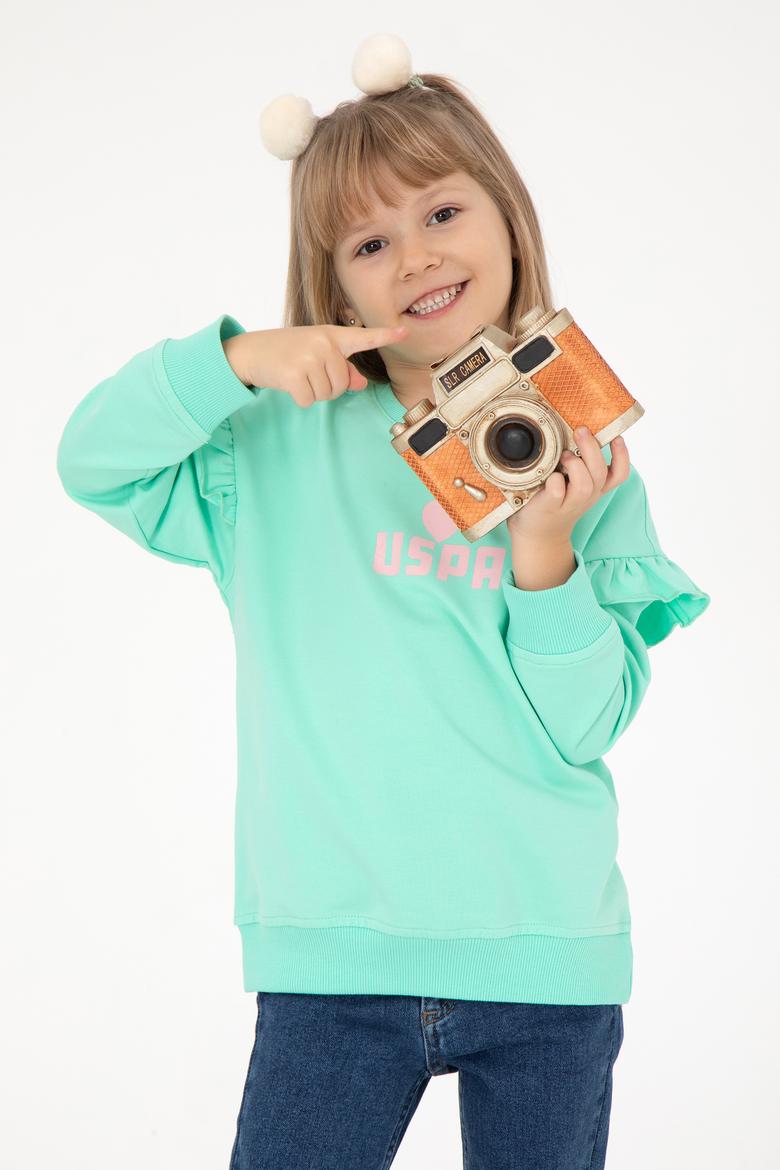 Kız Çocuk Mint Bisiklet Yaka Sweatshirt