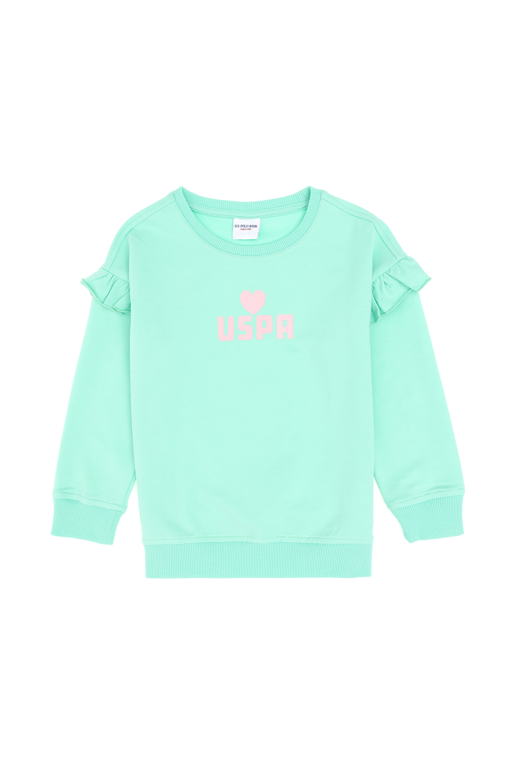 Kız Çocuk Mint Bisiklet Yaka Sweatshirt - Image 4
