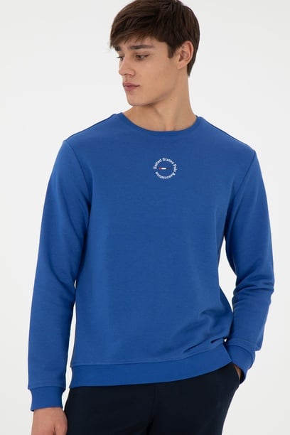 Erkek Regular Fit Bisiklet Yaka Saks Sweatshirt