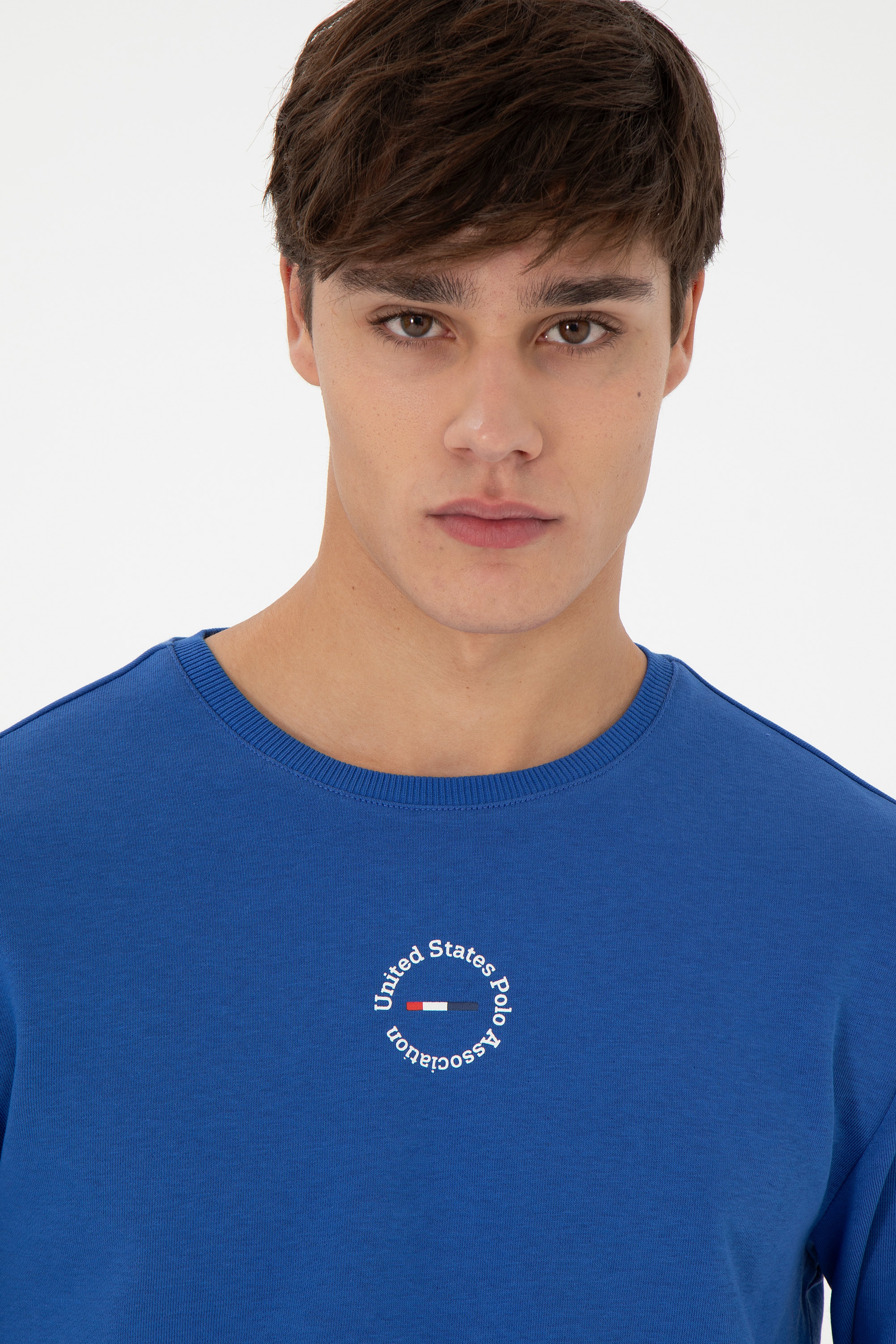 Erkek Regular Fit Bisiklet Yaka Saks Sweatshirt - Image 2