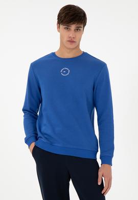 Erkek Regular Fit Bisiklet Yaka Saks Sweatshirt - 50293436027