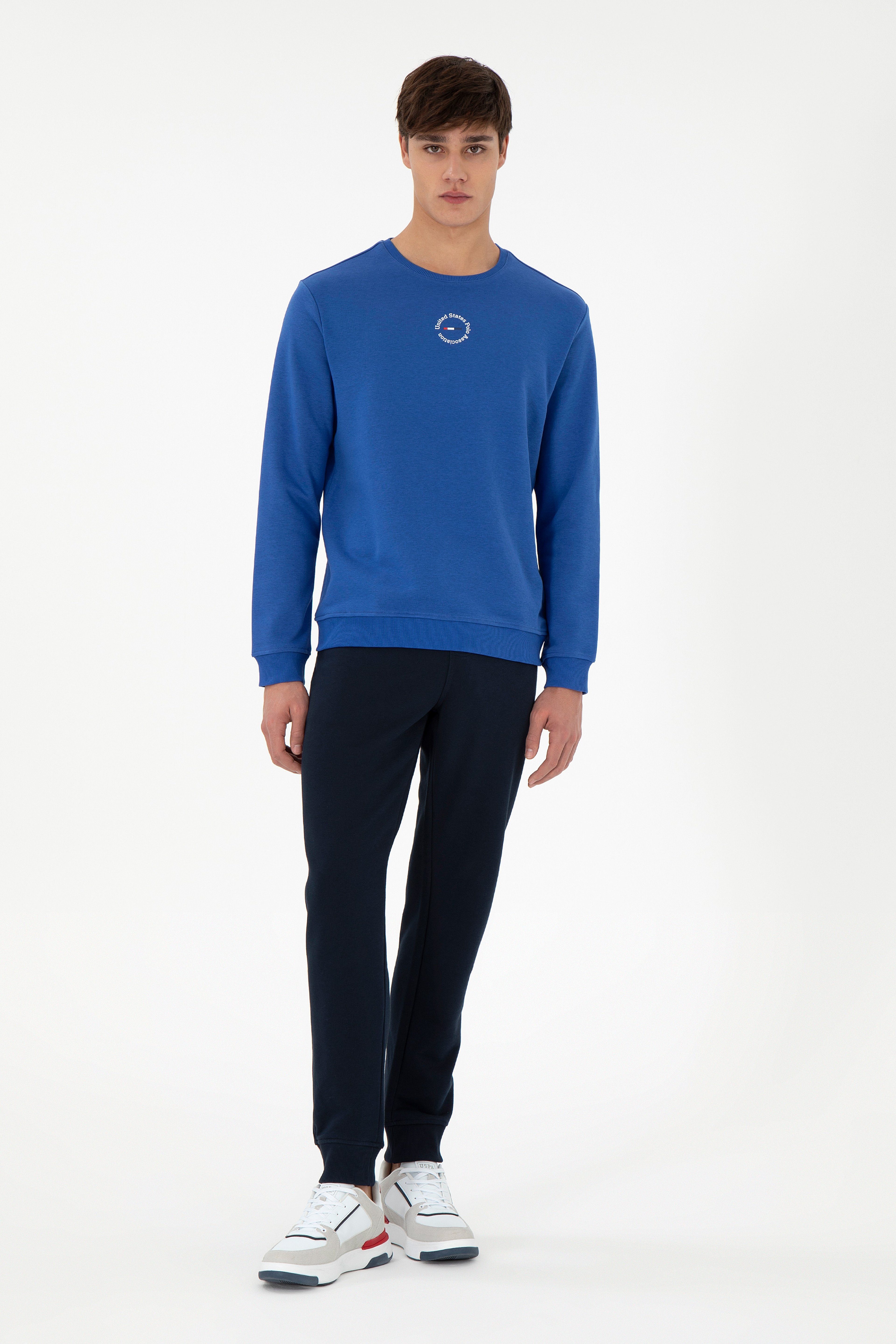 Erkek Regular Fit Bisiklet Yaka Saks Sweatshirt - Image 4