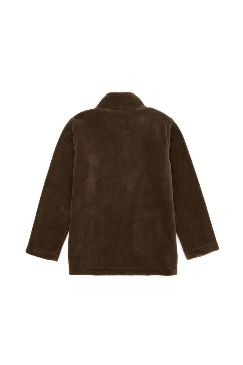 Erkek Çocuk Haki Fermuarlı Polar Sweatshirt