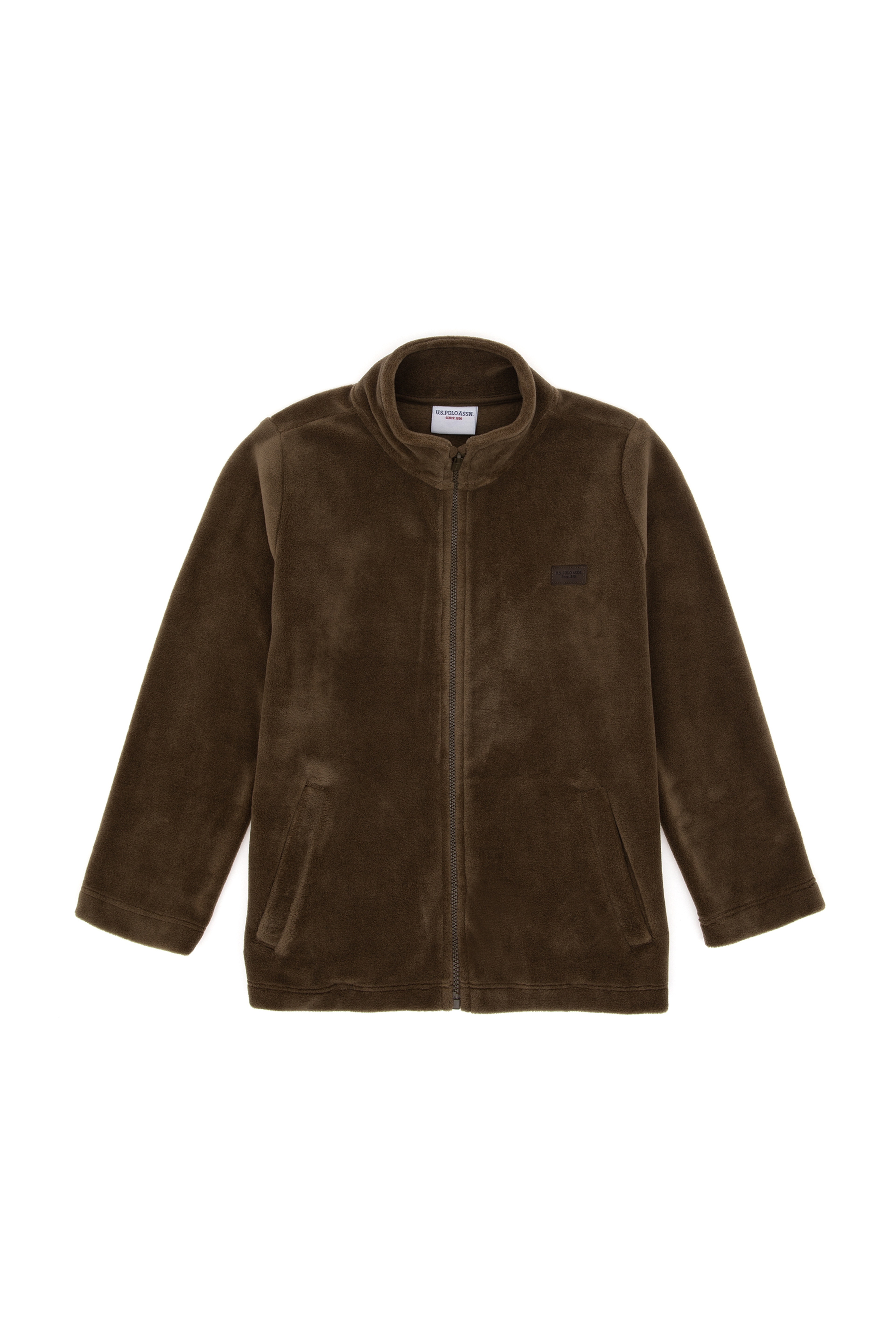 Erkek Çocuk Haki Fermuarlı Polar Sweatshirt - Image 1
