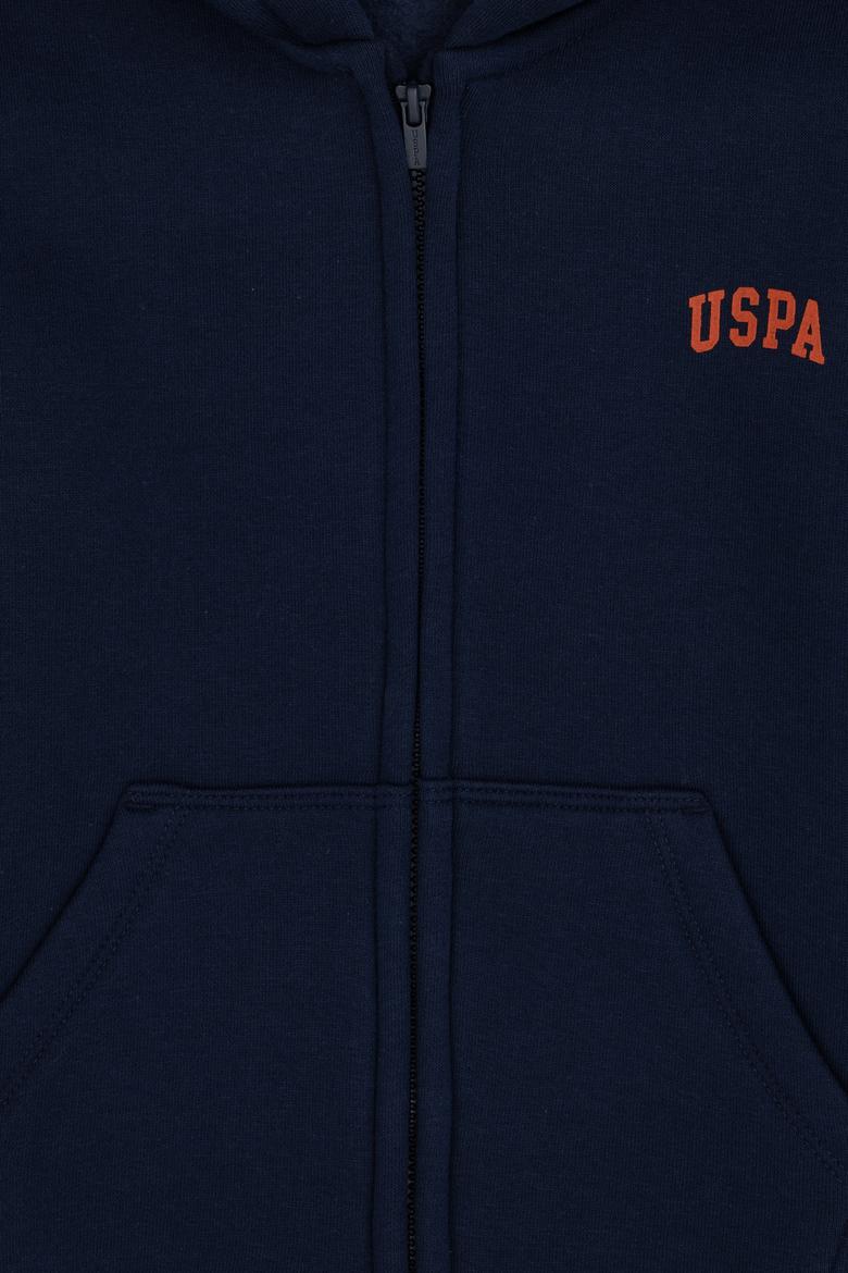 Erkek Çocuk Fermuarlı Lacivert Şardonlu Kapüşonlu Sweatshirt - 50295127023