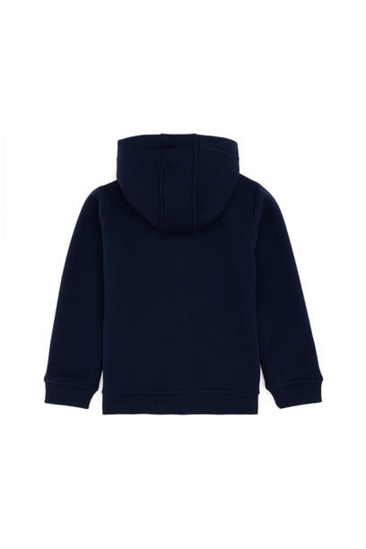 Erkek Çocuk Fermuarlı Lacivert Şardonlu Kapüşonlu Sweatshirt