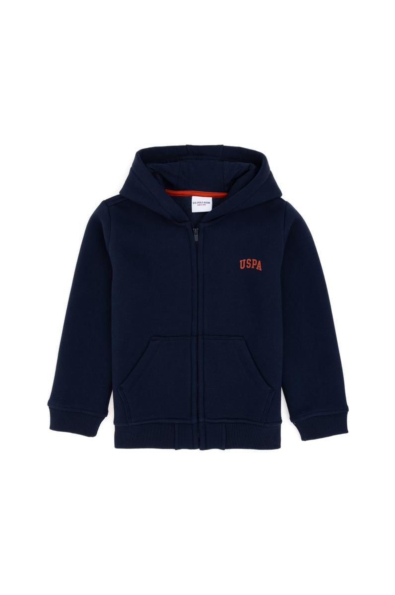 Erkek Çocuk Fermuarlı Lacivert Şardonlu Kapüşonlu Sweatshirt