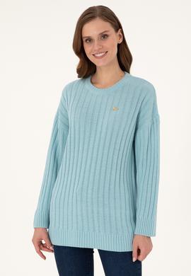 Kadın Su Yeşili Bisiklet Yaka Kazak - 50297092026