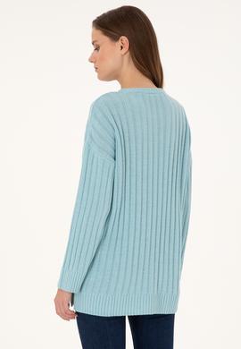 Kadın Su Yeşili Bisiklet Yaka Kazak - 50297092026