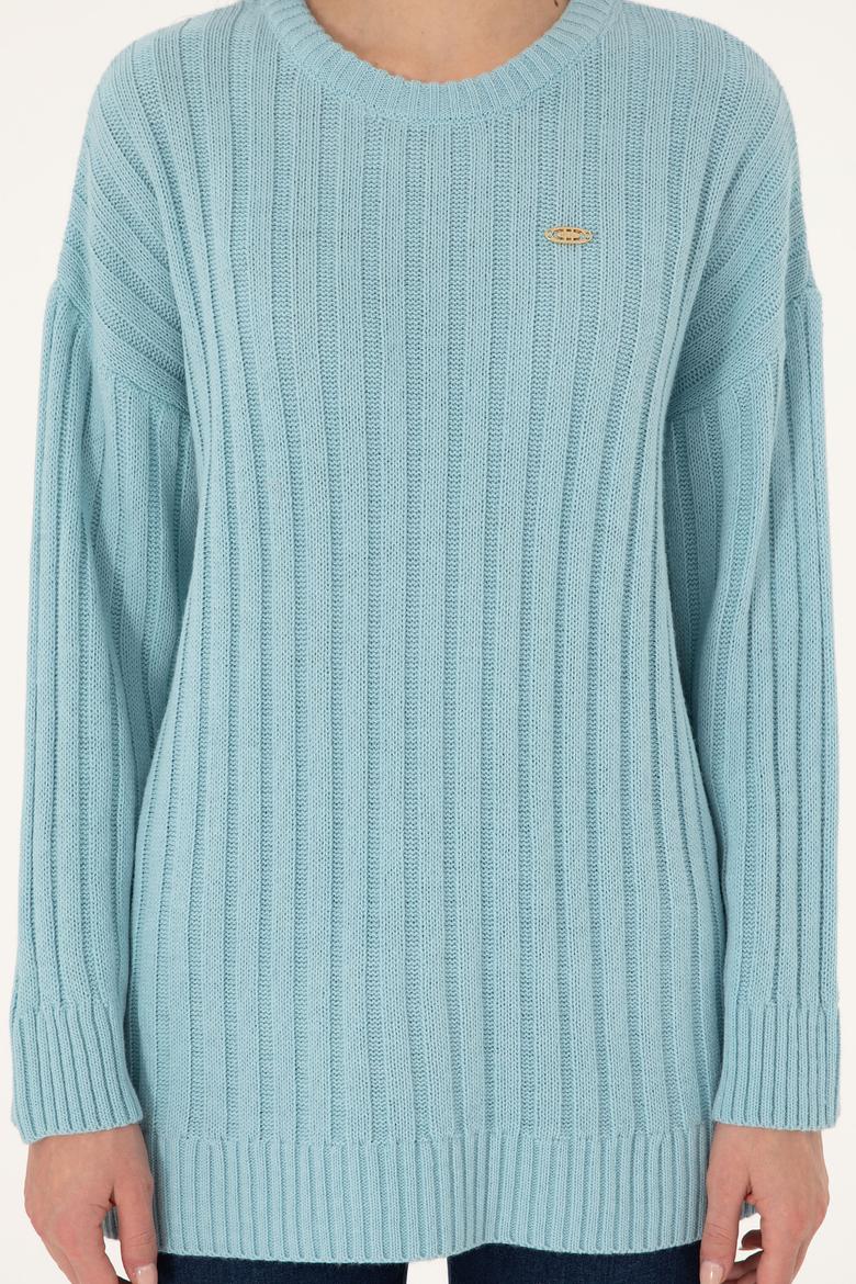 Kadın Su Yeşili Bisiklet Yaka Kazak - 50297092026