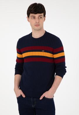 Erkek Slim Fit Bisiklet Yaka Lacivert Kazak - 50297046007