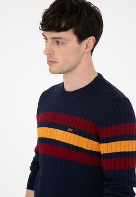 Erkek Slim Fit Bisiklet Yaka Lacivert Kazak - 50297046007