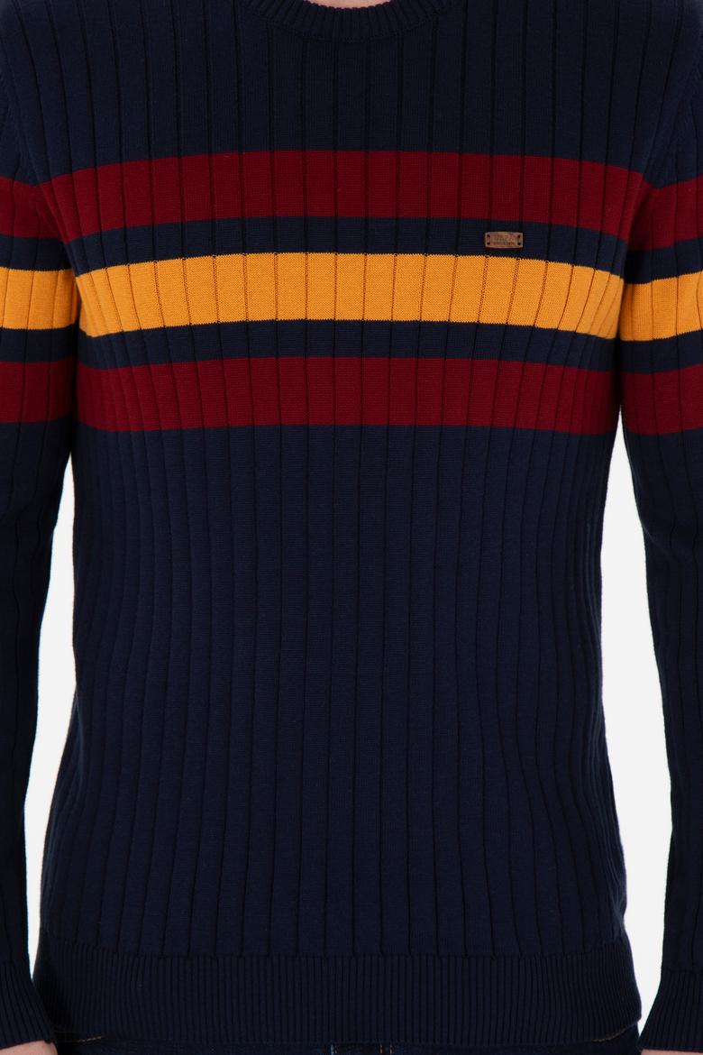 Erkek Slim Fit Bisiklet Yaka Lacivert Kazak - 50297046007