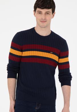 Erkek Slim Fit Bisiklet Yaka Lacivert Kazak - 50297046007