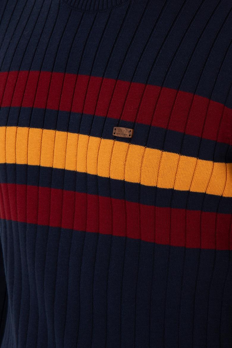 Erkek Slim Fit Bisiklet Yaka Lacivert Kazak - 50297046007