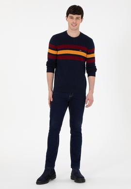 Erkek Slim Fit Bisiklet Yaka Lacivert Kazak - 50297046007