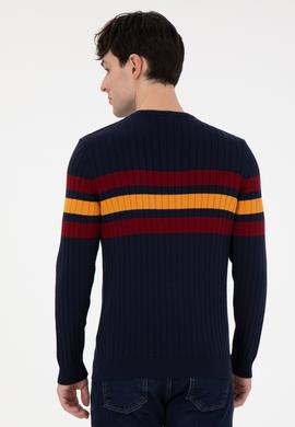 Erkek Slim Fit Bisiklet Yaka Lacivert Kazak - 50297046007