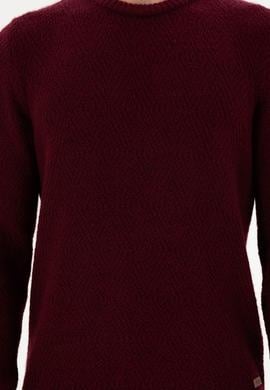 Erkek Regular Fit Bisiklet Yaka Bordo Kazak - 50297049010