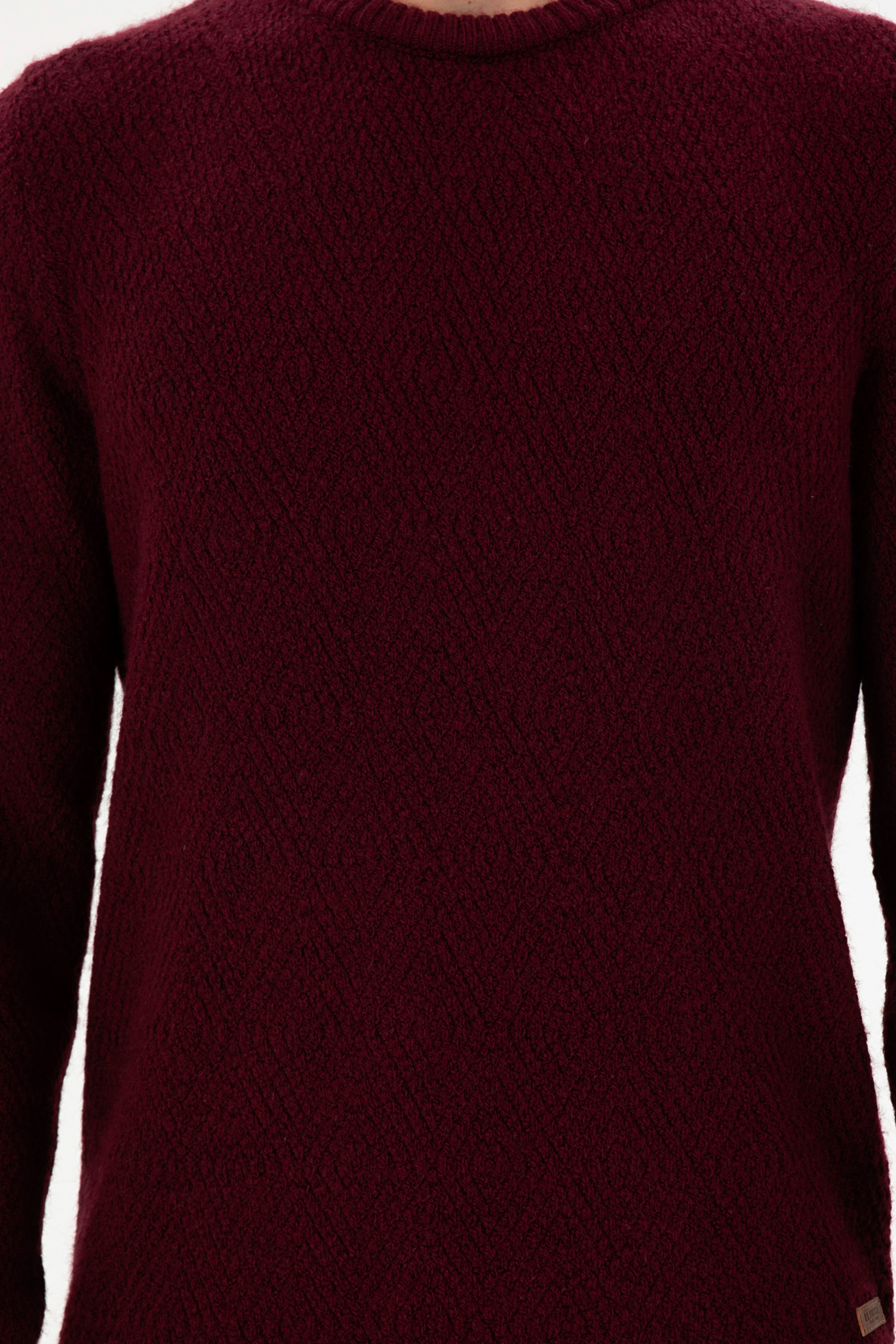 Erkek Regular Fit Bisiklet Yaka Bordo Kazak