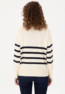 Kadın Krem Bisiklet Yaka Kazak - 50297070012