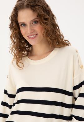 Kadın Krem Bisiklet Yaka Kazak - 50297070012