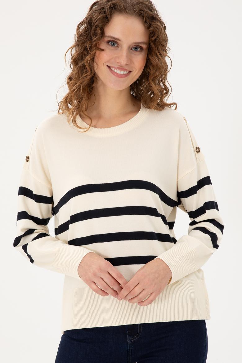 Kadın Krem Bisiklet Yaka Kazak - 50297070012