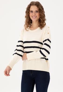 Kadın Krem Bisiklet Yaka Kazak - 50297070012