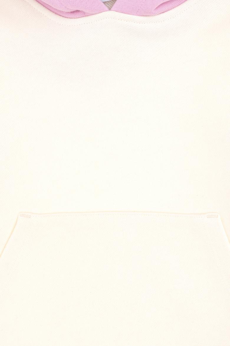 Kız Çocuk Krem Kapüşonlu Sweatshirt - 50298167002