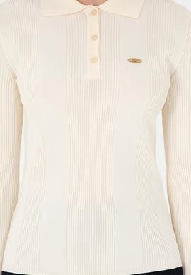 Kadın Krem Polo Yaka Kazak - 50297087006